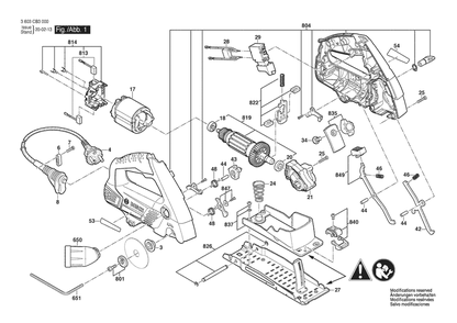 Section 1 Diagram and Parts List for PKS1600 3603CB3001 Bosch Circular Saw