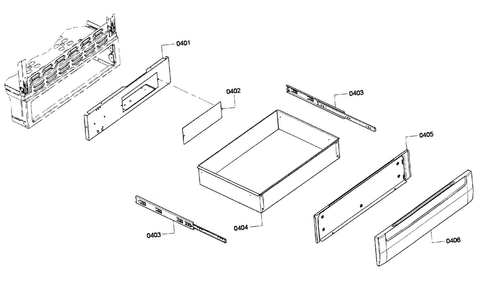 Drawer Assy Diagram and Parts List for HEI7052U 05 Bosch Range