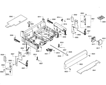 Base Assy Diagram and Parts List for SHV43R53UC 64 Bosch Dishwasher