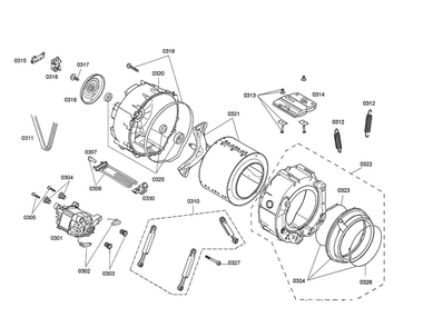 Tub/drum/motor Diagram and Parts List for WAS20160UC 16 Bosch Washer