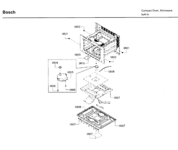 Motor Diagram and Parts List for HMC80252UC 01 Bosch Microwave