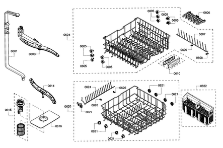 Rack Assy Diagram and Parts List for SHE3ARF6UC 06 Bosch Dishwasher