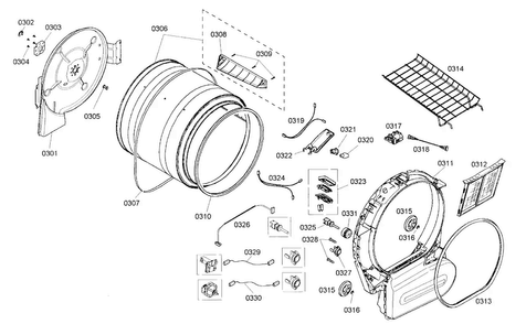 Drum Assy Diagram and Parts List for WTMC8521UC 05 Bosch Dryer