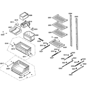Shelfs Diagram and Parts List for T24IF70NSP 21 Thermador Freezer