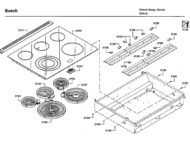 Top Assembly Diagram and Parts List for HEIP054U 06 Bosch Range