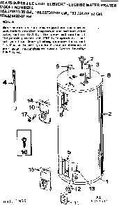 Non-functional Replacement Parts Diagram and Parts List for 153324412  Kenmore Water Heater
