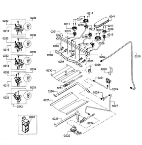 Burners Assy Diagram and Parts List for HGS5053UC 10 Bosch Range