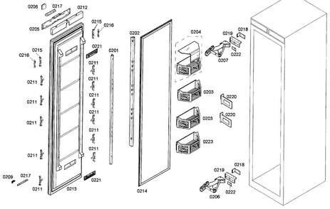 Door Assy Diagram and Parts List for T24IR70NSP 18 Thermador Refrigerator