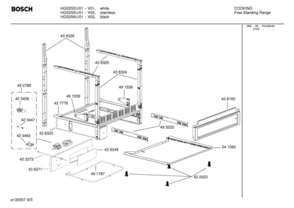 05 - OVEN CHASSIS Diagram and Parts List for HGS255U  Bosch Range