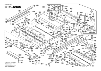 Diagram 1 Diagram and Parts List for GTS10XC 3 601 M30 472 Bosch Table Saw