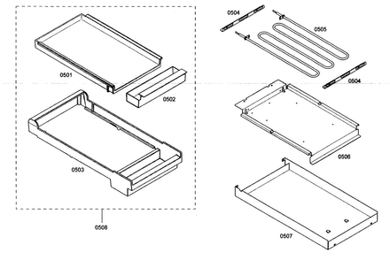 Griddle Diagram and Parts List for PRL364EDH03  Thermador Range