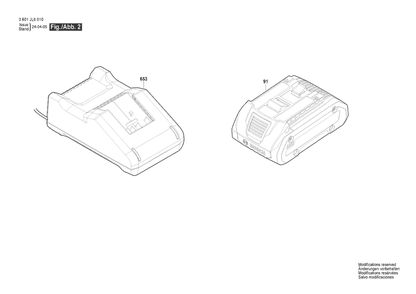Figure 3 Diagram and Parts List for 3601JL6010 GDR18V-1950C Bosch Wrench