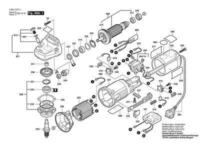 Section 1 Diagram and Parts List for GEX150ACE 0601370739 Bosch Orbital or Palm Sander