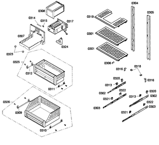 Shelfs Diagram and Parts List for T24ID80NLP 10 Thermador Freezer