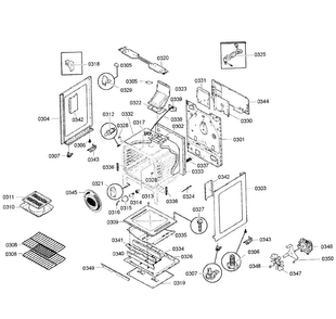 Cabinet Assy Diagram and Parts List for HGS5053UC 02 Bosch Range