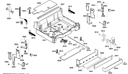 Base Assy Diagram and Parts List for SHE66C06UC 22 Bosch Dishwasher