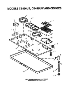 Elements Diagram and Parts List for CE456UW  Thermador Cooktop