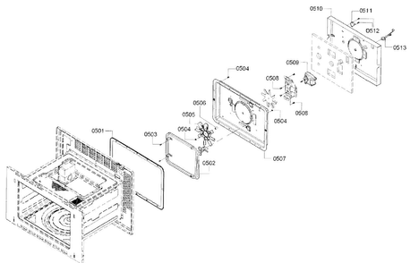 Convection Diagram and Parts List for HMC80251UC 01 Bosch Microwave