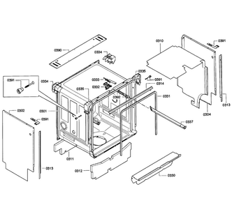 Cabinet Diagram and Parts List for SGE63E06UC 48 Bosch Dishwasher