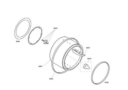 Drum Diagram and Parts List for WTE86300US 03 Bosch Dryer