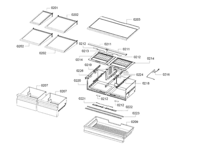Drawer-shelf Assy Diagram and Parts List for B26FT70SNS 05 Bosch Refrigerator