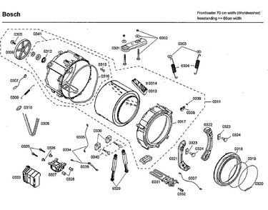 Tub Diagram and Parts List for WFMC8400UC 07 Bosch Washer