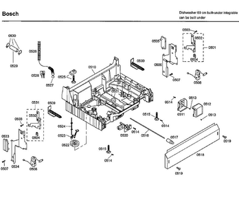 Base Diagram and Parts List for SHX33A05UC 38 Bosch Dishwasher