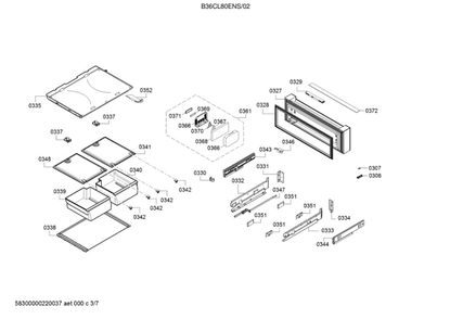Freezer Parts Diagram and Parts List for B36CL80ENS 02 Bosch Refrigerator
