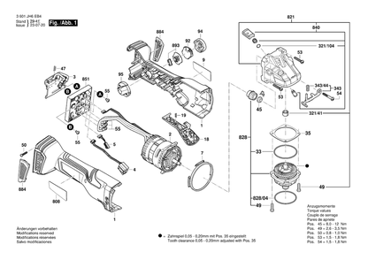 Diagram 1 Diagram and Parts List for GWS18V-180PC 3 601 JH6 EB4 Bosch Angle Grinder