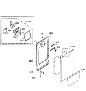 Door Diagram and Parts List for SPE53U55UC 29 Bosch Dishwasher