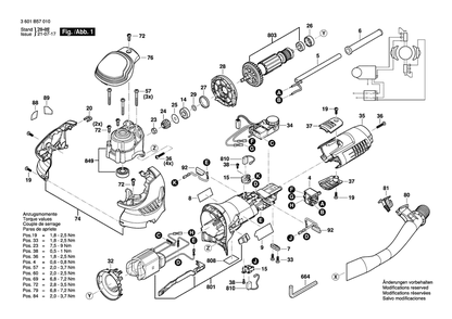 Page 1 Diagram and Parts List for GET65-5 3601B57010 Bosch Orbital or Palm Sander