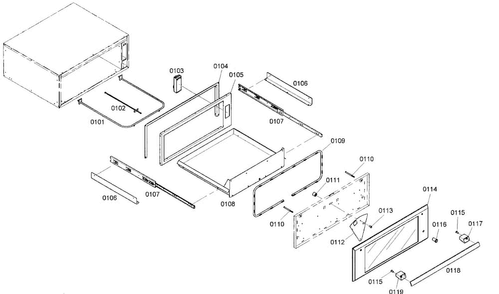 Cabinet Parts Diagram and Parts List for WD30ES01  Thermador Warming Drawer