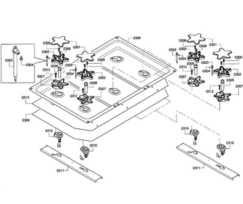 Burners Assy Diagram and Parts List for PRD366GHC 12 Thermador Range