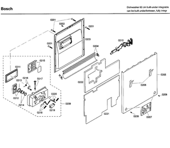 Door Diagram and Parts List for SHV68M03UC 46 Bosch Dishwasher