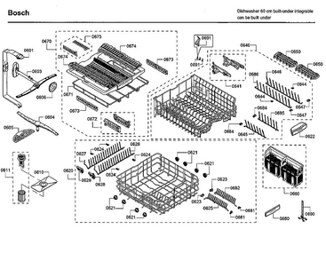 Rack Asy Diagram and Parts List for SHXN8U55UC 09 Bosch Dishwasher