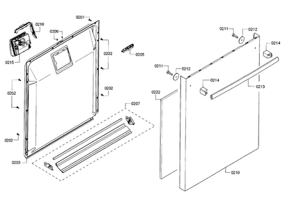 Door Assy Diagram and Parts List for SHX3AR75UC 19 Bosch Dishwasher