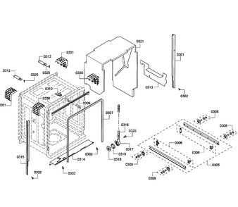 Cabinet Diagram and Parts List for SHX68R52UC 68 Bosch Dishwasher