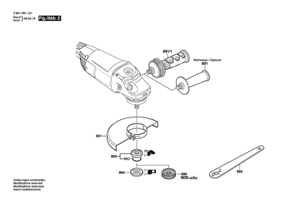Section 2 Diagram and Parts List for GWS230H 3601H82102 Bosch Angle Grinder