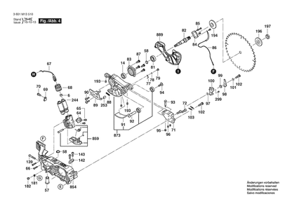 Section 4 Diagram and Parts List for GTS1041A-09 3601M13510 Bosch Table Saw