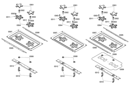 Burners Assy Diagram and Parts List for PRD366EHC 04 Thermador Range