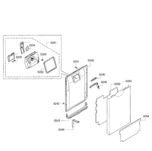 Door Assy Diagram and Parts List for SPE5ES55UC 20 Bosch Dishwasher