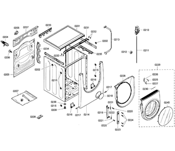 Cabinet Assy Diagram and Parts List for WFMC5301UC 03 Bosch Washer