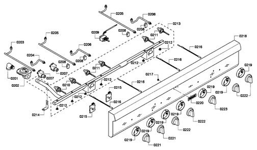 Controls Diagram and Parts List for PCG486GD 02 Thermador Cooktop