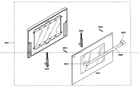 Door Assy Diagram and Parts List for PRD364ELHC02  Thermador Range