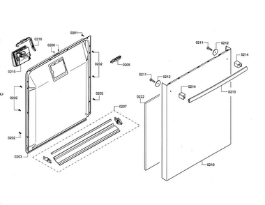 Part Location Diagram of 00628998 Bosch Dishwasher Handlecap Shaped