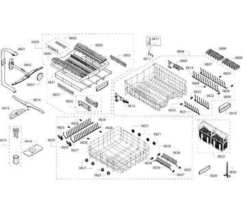 Baskets Diagram and Parts List for SHE8PT55UC 02 Bosch Dishwasher