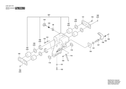 Section 3 Diagram and Parts List for 3601M41010  Bosch Miter Saw