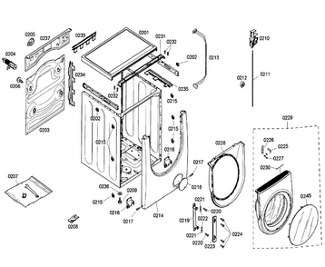 Cabinet Diagram and Parts List for WFMC6401UC 06 Bosch Washer