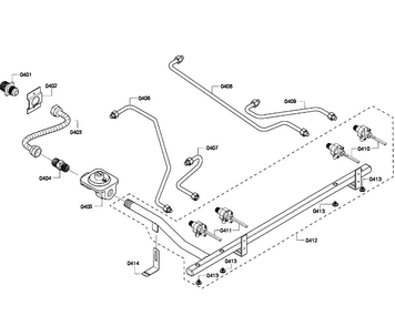 Manifold Diagram and Parts List for PRD304EG 12 Thermador Range