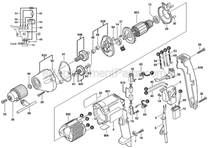 Page A Diagram and Parts List for 1021VSR 0601021703 Bosch Electric Drill